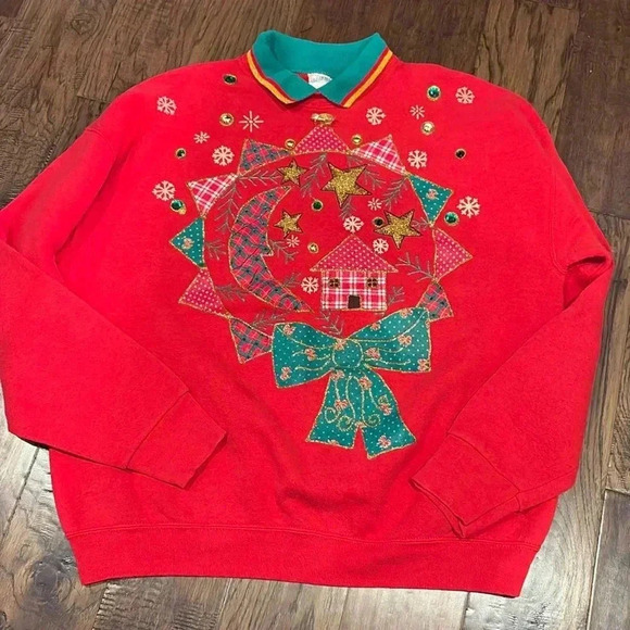 india ink Sweaters - VTG 90s Christmas Sweater with bow